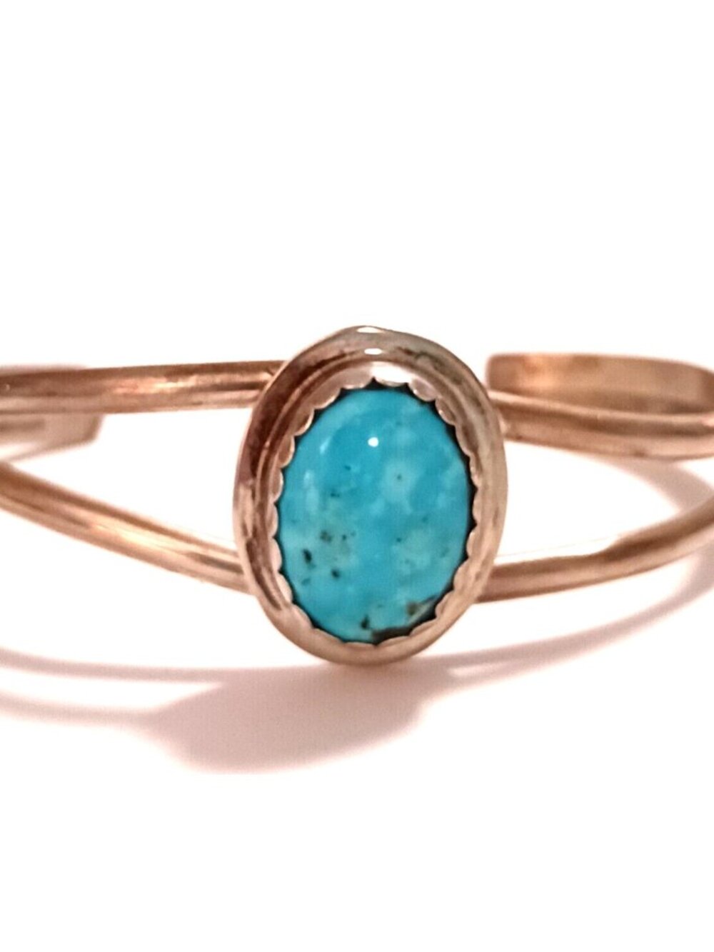 Navajo Signed Fred Maloney Turquoise Sterling Cuff Bracelet Vintage (1230)